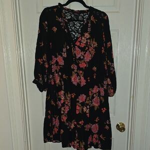 Torrid Black Dress with Pink Floral Design